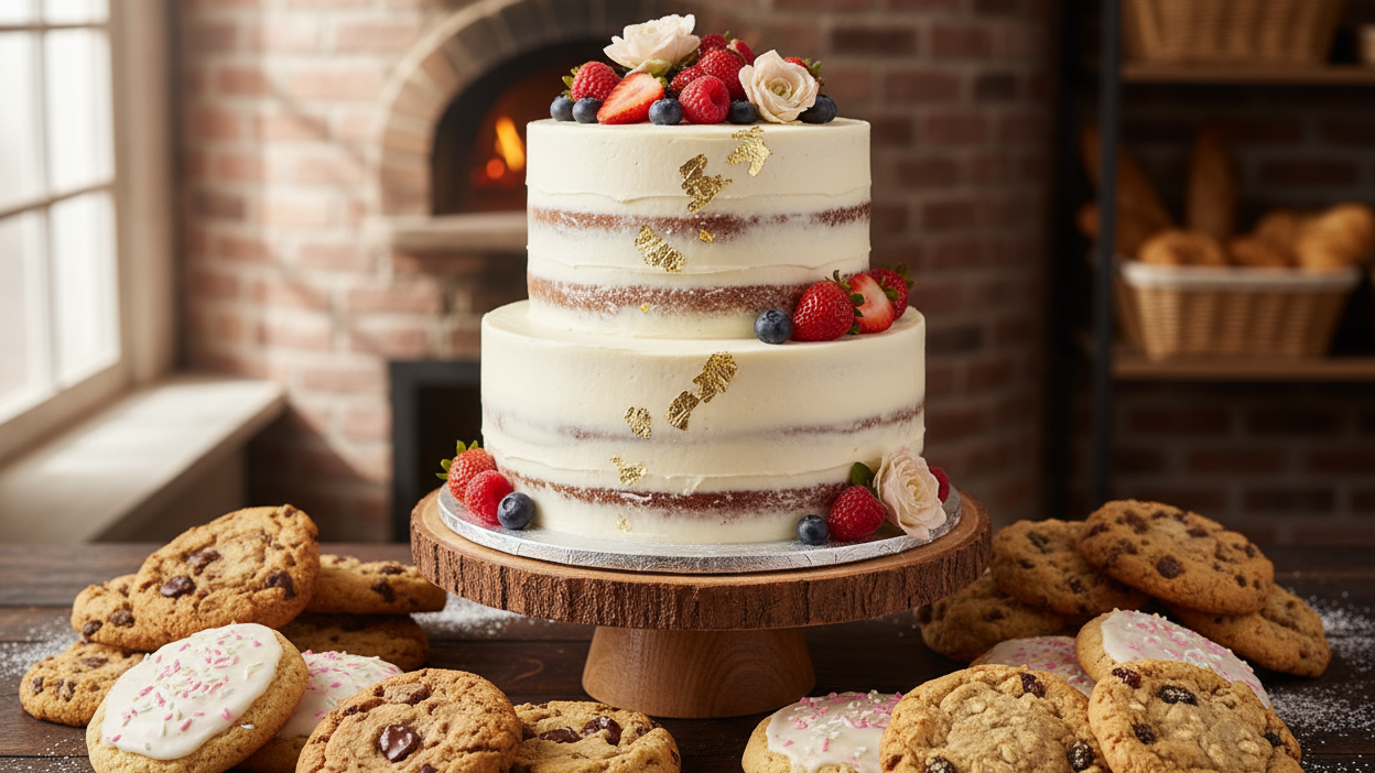 Generate a collection header image for my collections that contain cookies and a cake in the center